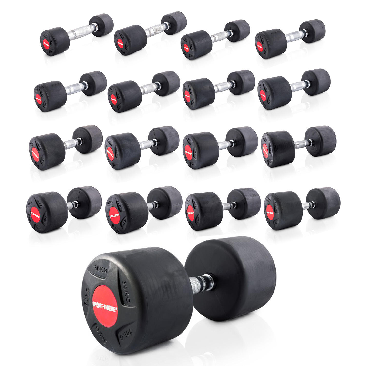 Sport-Thieme "Rubber" compact dumbbell, 22.5 kg