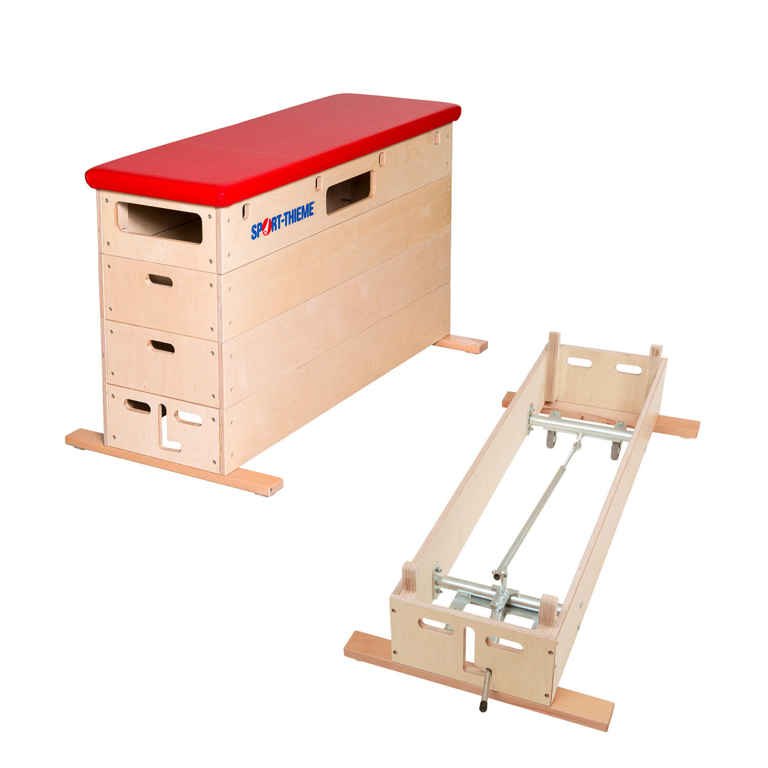Sprungkasten Multiplex, 4-teilig Mit Schwenkrolleneinrichtung Kunstlederbezug 1/3
