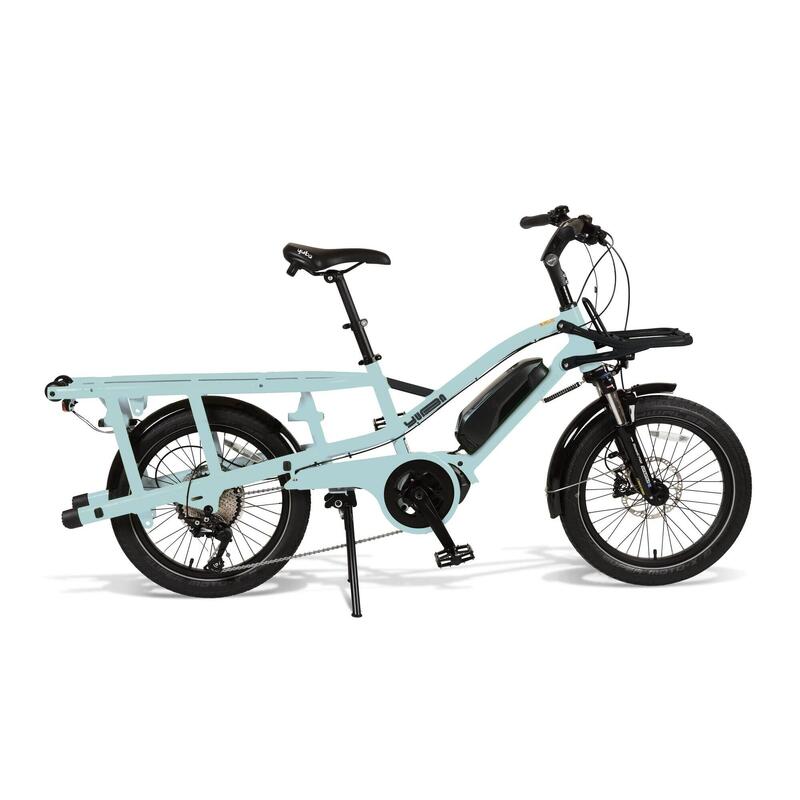 Bicicletta da carico elettrica Yuba Fastrack Blu con portapacchi trasformista