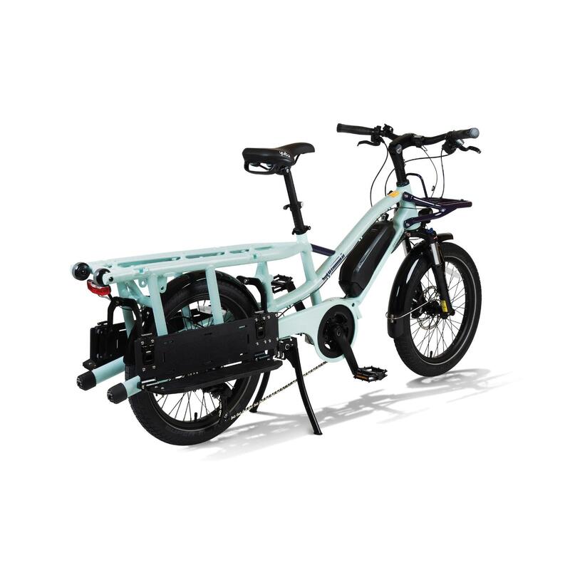 Bicicletta da carico elettrica Yuba Fastrack Blu con portapacchi trasformista
