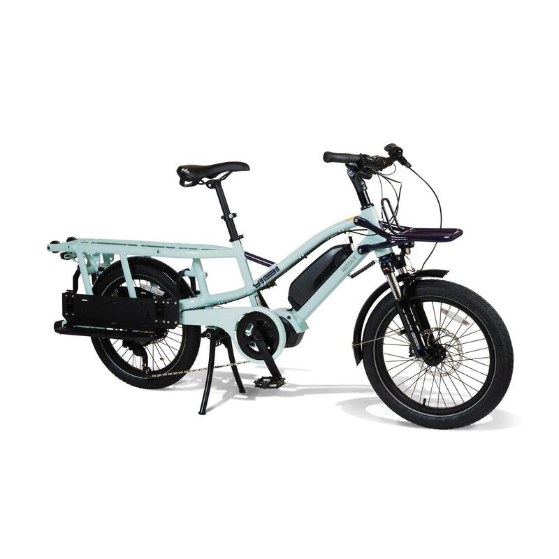 Bicicletta da carico elettrica Yuba Fastrack Blu con portapacchi trasformista