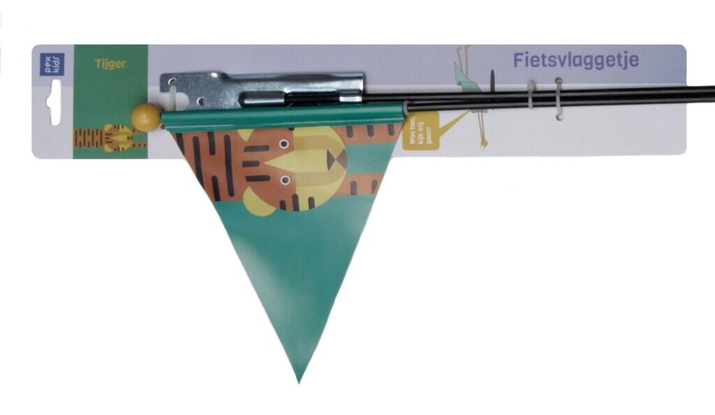 PexKids Bandera de seguridad para bicicleta Tiger verde con estampado de tigre 2/4