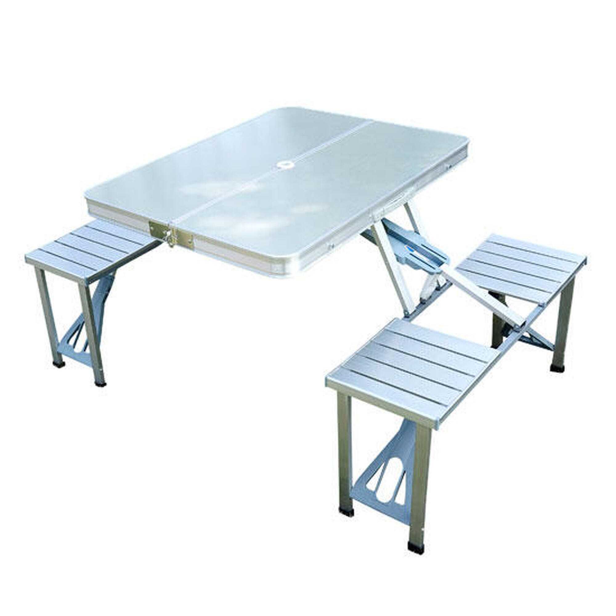 Outsunny Tavolino da campeggio portatile in alluminio con 4 sedie Argento