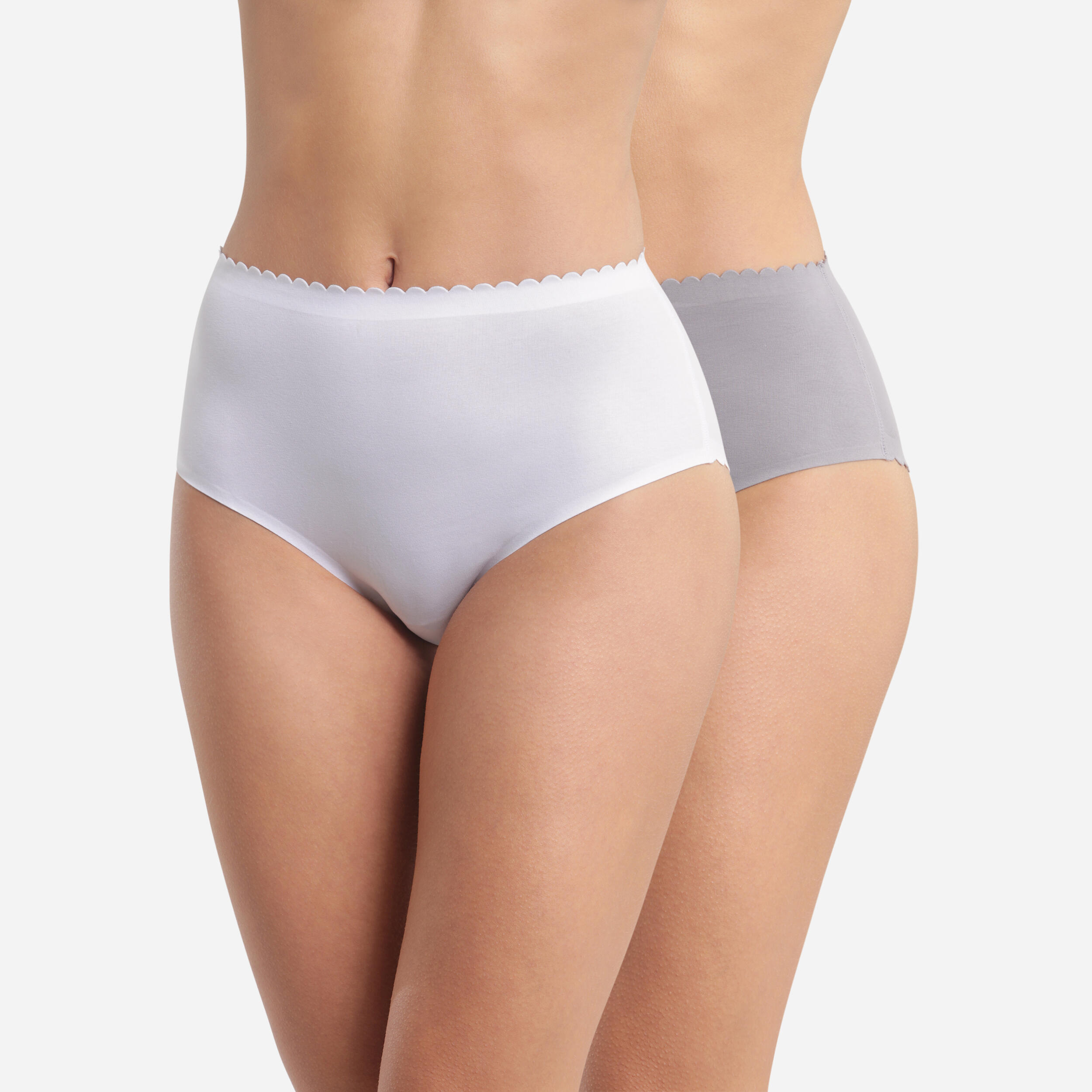 Dim - Lot De 2 Culottes Coton Femme Body Touch Easy - Culotte - Blanc|gris - 40 M - Decathlon