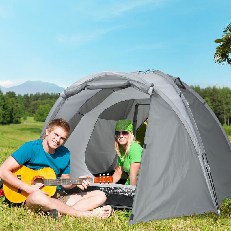 Outsunny Tenda da Campeggio a Cupola per 2 Persone Estensibile, Grigio
