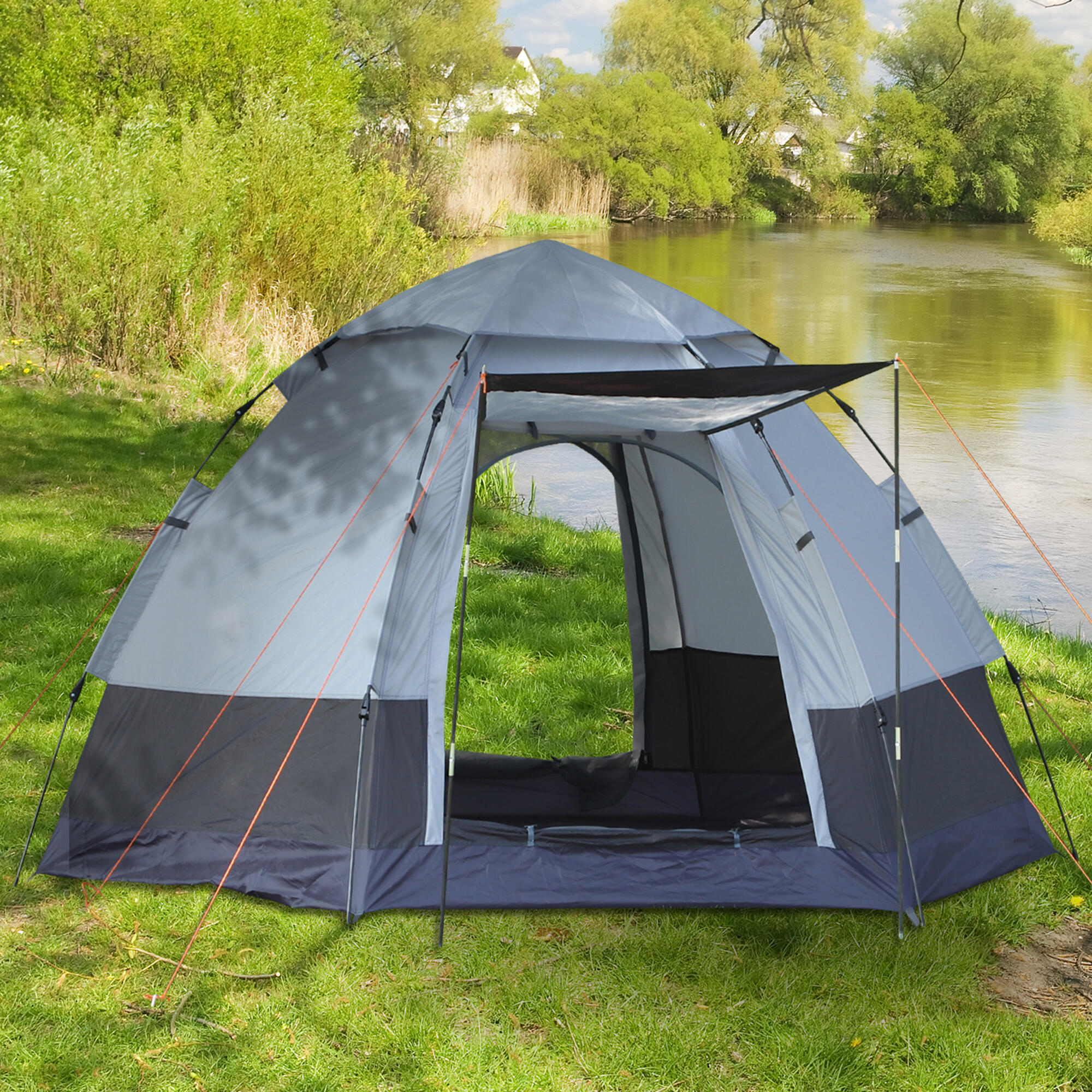 Tienda de Campaña Outsunny 260x260x150 cm Negro y Gris 2/7