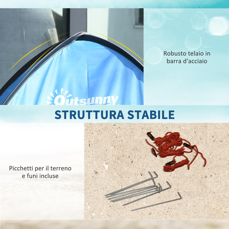 Outsunny Tenda da Spiaggia per 2-3 Persone con Tasche Portaoggetti