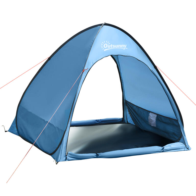 Outsunny Tenda da Spiaggia per 2-3 Persone con Tasche Portaoggetti