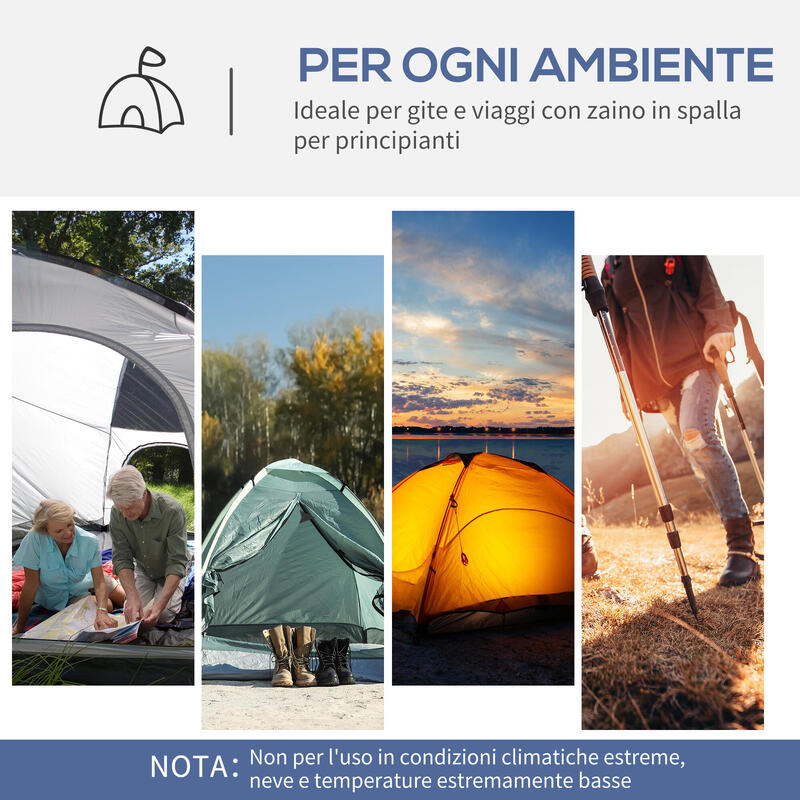 Outsunny Tenda da Campeggio 6-8 Persone, 4 Porte a Cerniera, Bianca e Blu