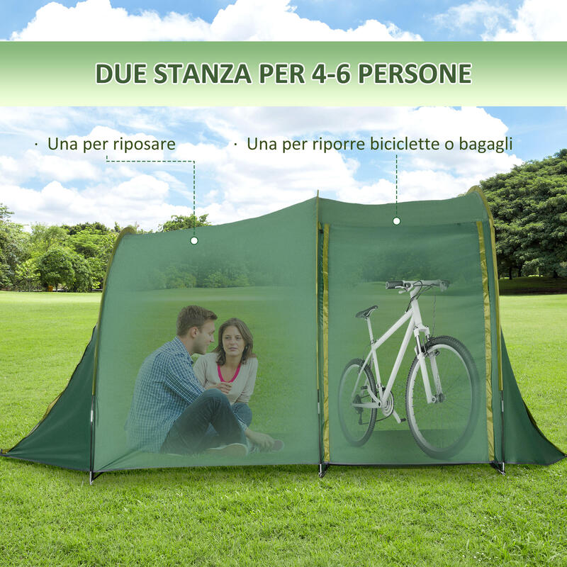 Outsunny Tenda da Campeggio 4-6 Persone, Borsa per Trasporto e Ganci Inclusi