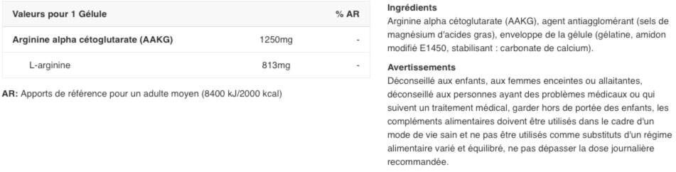 L-Arginine - AAKG 1250 Extreme Mega Caps - 120 Gélules 2/3