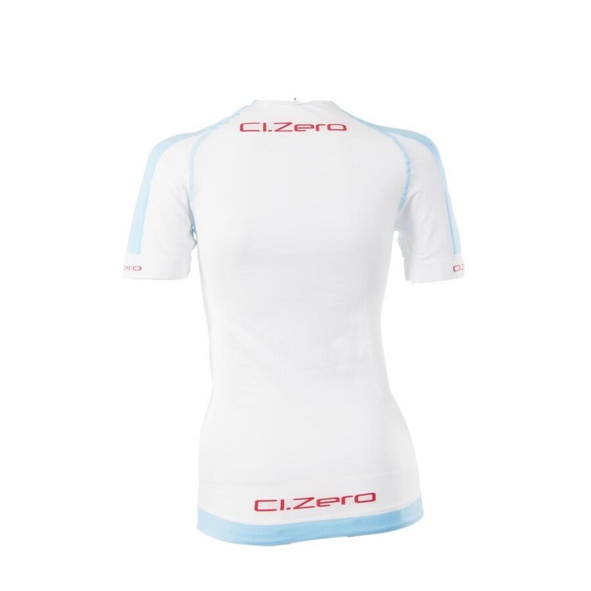 Maglia unisex manica corta girocollo bianca e azzurra