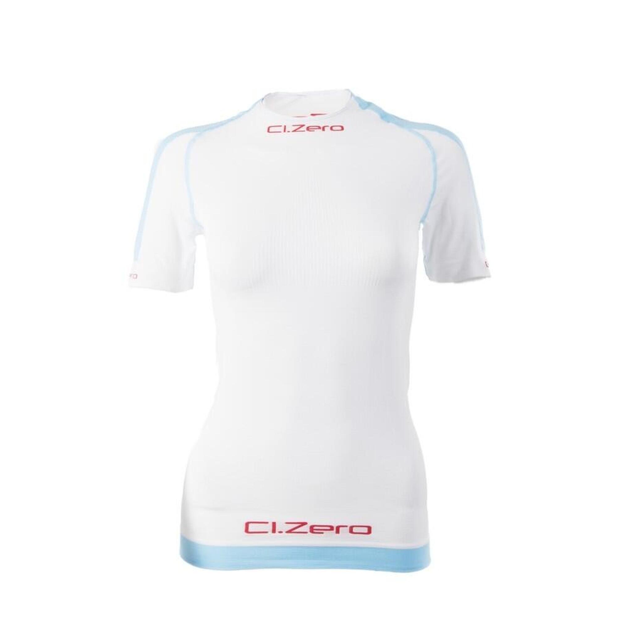 Maglia unisex manica corta girocollo bianca e azzurra