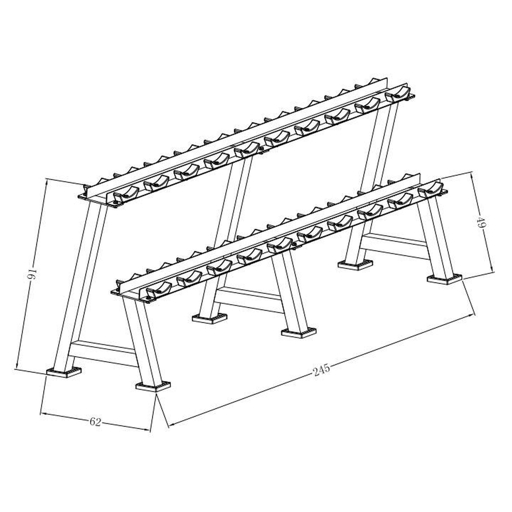 Zestaw hanli stałych 2x 2.5 - 25 kg ze stojakiem