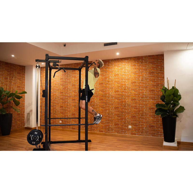 Power rack musculación con polea y barra dominadas Bodytone HBC11