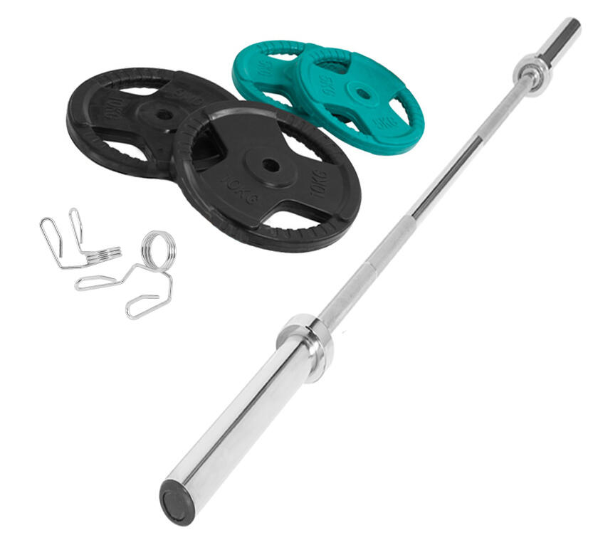 Sztanga 50 kg: gryf olimpijski + obciążenia gumowane 2/7