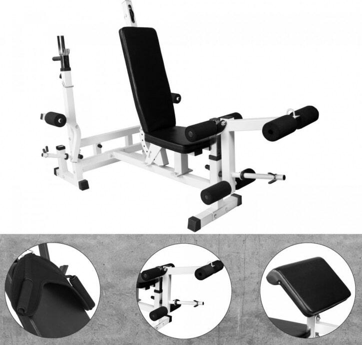 Zestaw 100 kg - Ławka wielofunkcyjna 6w1 + 2 sztangi bitumiczne 6/7