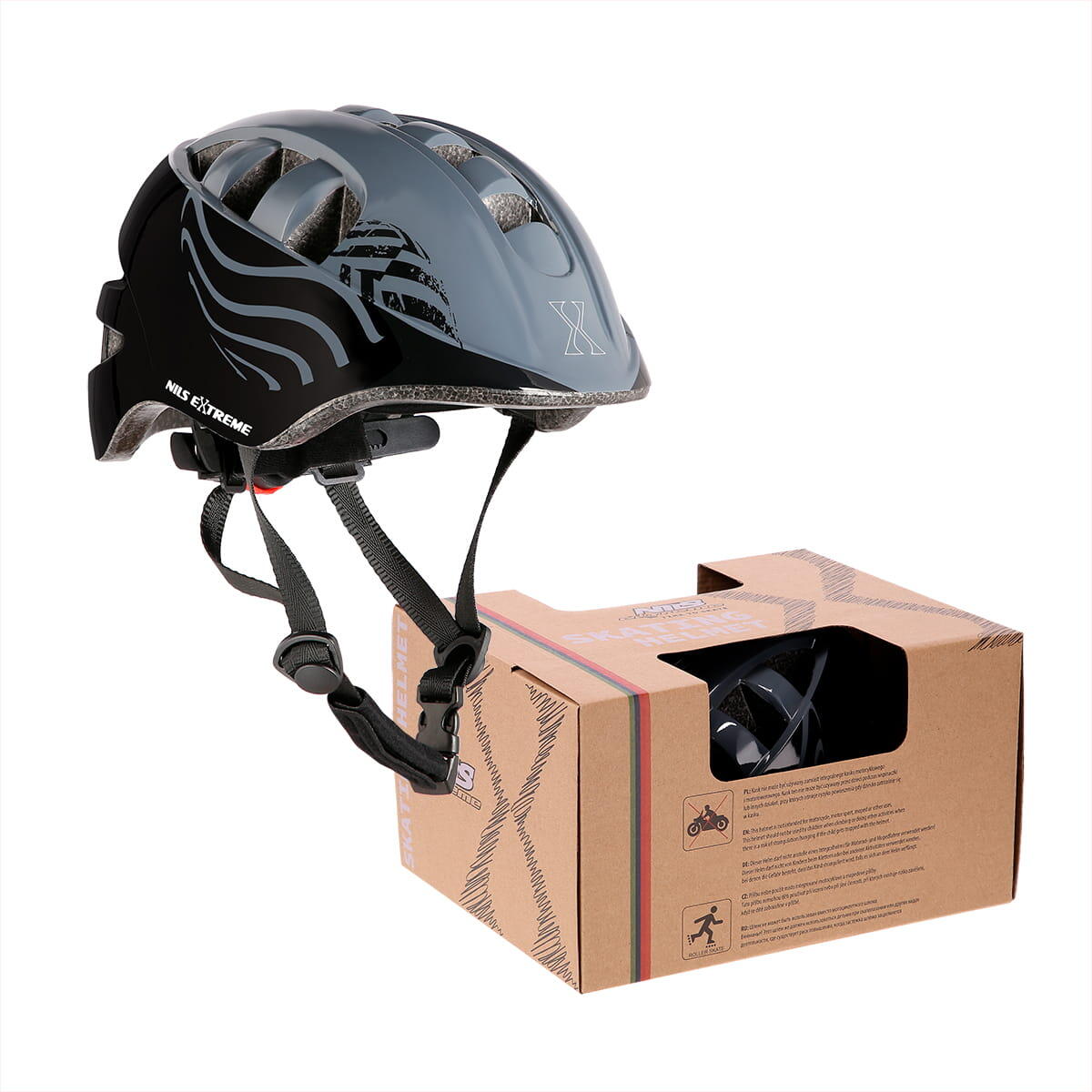 Nils Extreme - Casque Pour Enfants Pour Trottinette, Rollers Nils Extreme Mtw08 - Casque - Gris|noir - 36 Xs - Decathlon