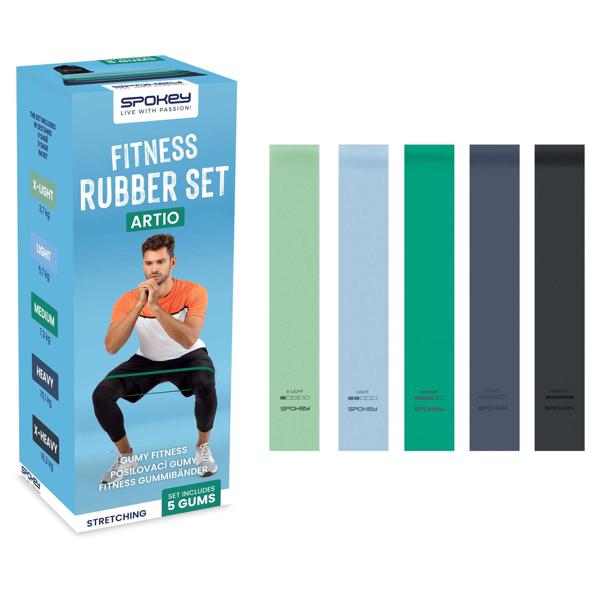 Fitnessbanden set 5 stuks latex veelkleurig ARTIO 5/6