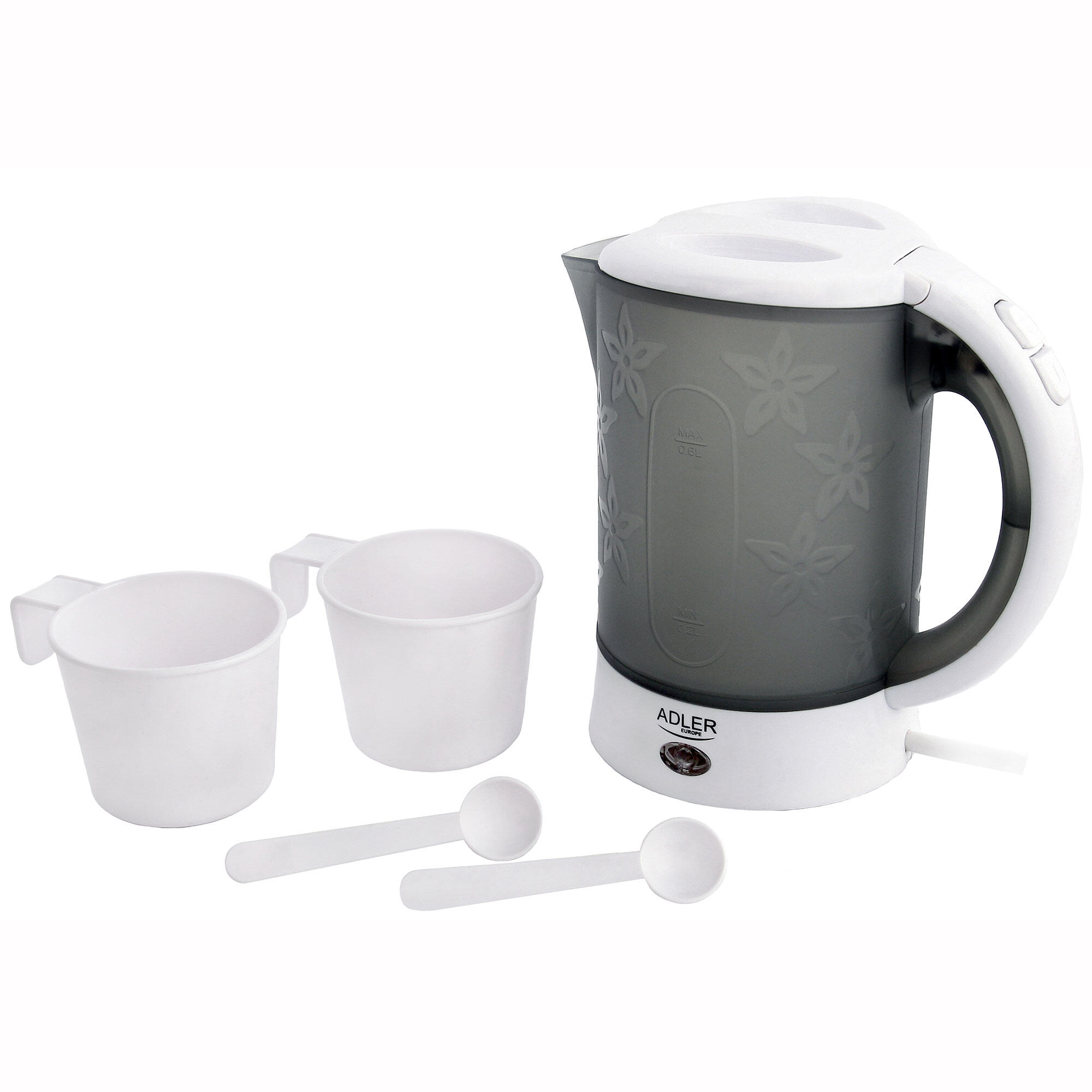 Adler - Bouilloire Électrique De Voyage 0,6l Sans Bpa, Arrêt Automatique Résistance Inox - Bouilloire - Blanc|gris - No Size - Decathlon