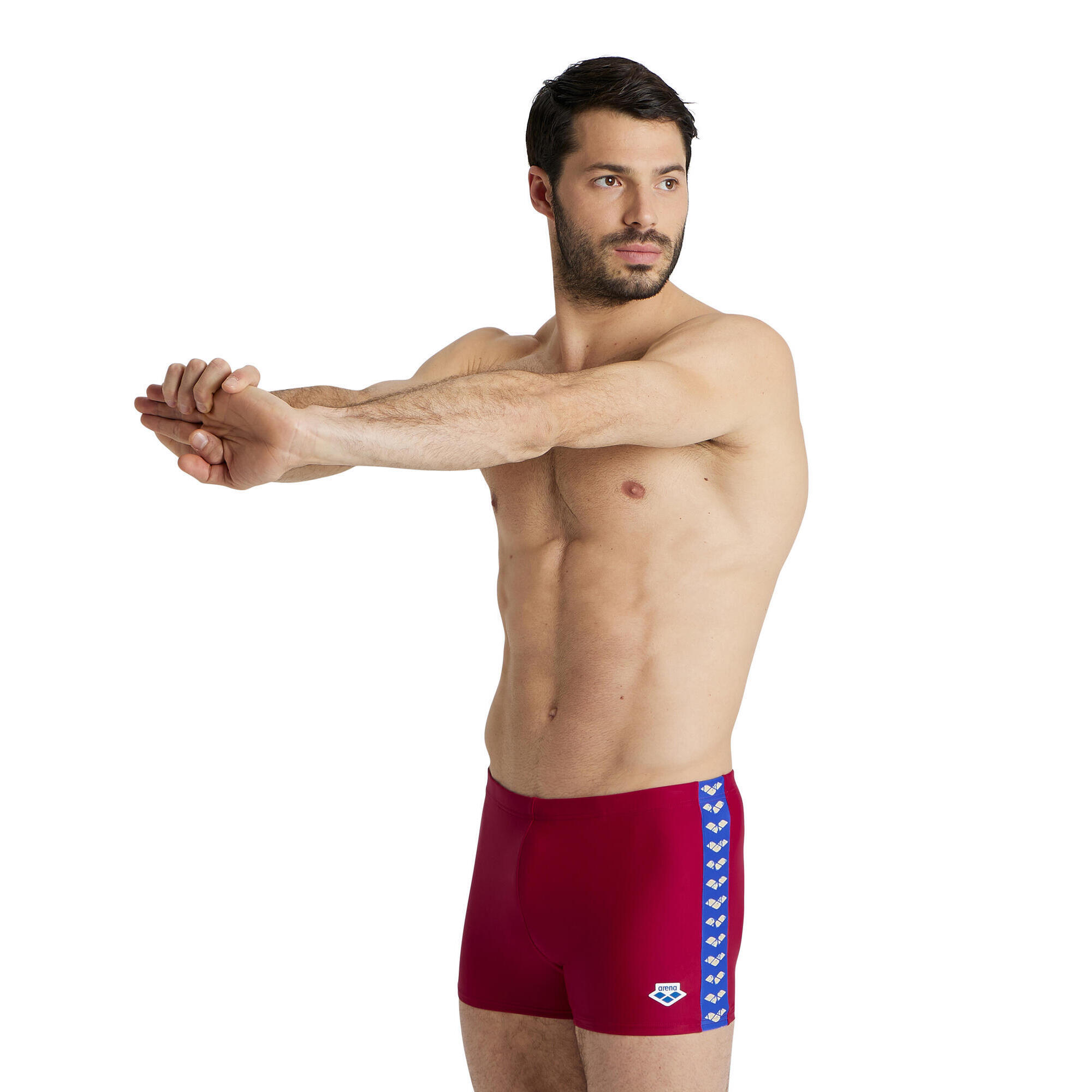 Arena - Short De Natation Homme - Icons Solid - Boxer De Bain - Marron|rouge - 80 - Decathlon