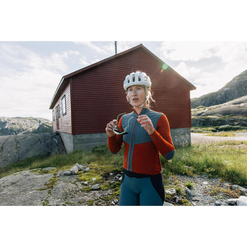 Maillot à manches longues de cyclisme pour femmes Bloquant le Vent Thé Rooibos