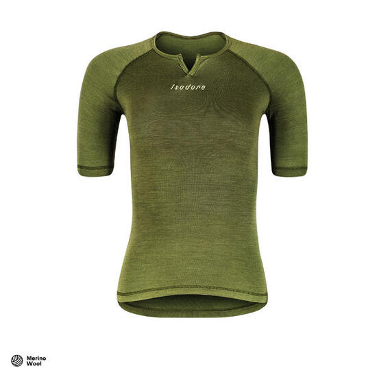 Maglia intima a maniche corte da ciclismo da donna Merino Avocado