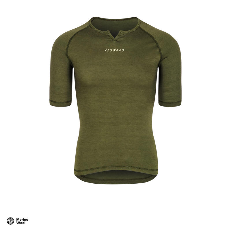 Heren wieler Shirt met korte mouwen als baselayer Merino Avocado