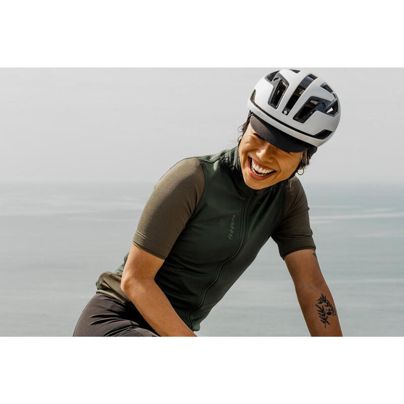 Maillot à manches courtes de cyclisme pour femmes Anthracite / Anthracite