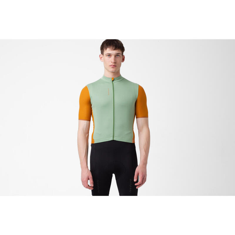 Maillot à manches courtes de cyclisme pour hommes Vert Jade / Brun Soudan