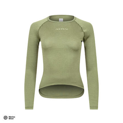 Damen Rad Langarm Unterhemd Merino Avocado