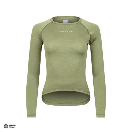 Damen Rad Langarm Unterhemd Merino Avocado