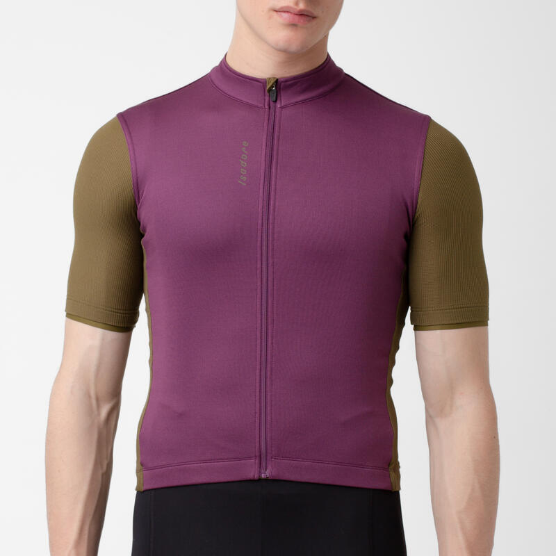 Maillot à manches courtes de cyclisme pour hommes Signature Prune / Olive Foncé