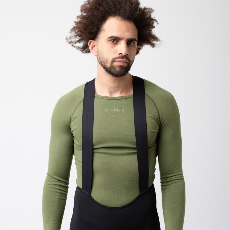 Herren Rad Langarm Unterhemd Merino Avocado