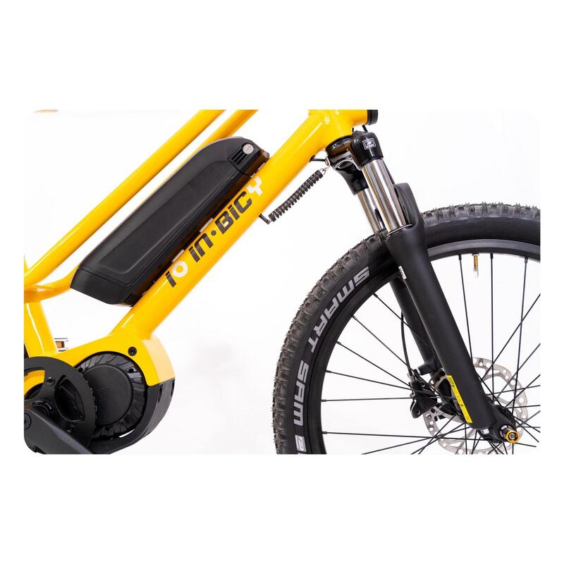 Bicicletta cargo elettrica iO Inbicy Mivice Bi-ammortizzata 250W Gialla