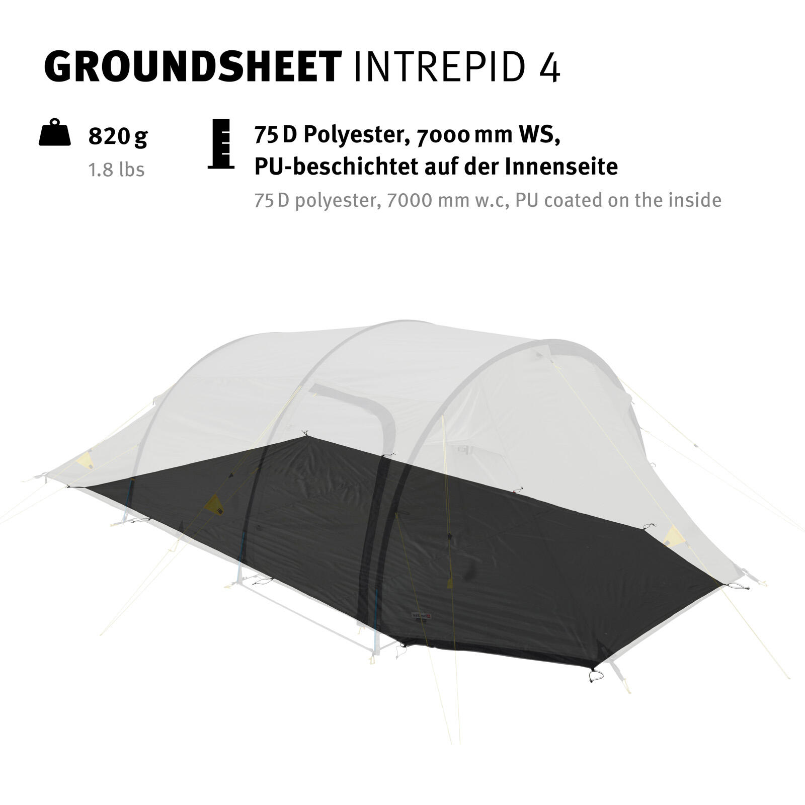 Grondzeil voor Intrepid 4 Extra Campingzeil Maatwerk 3/4
