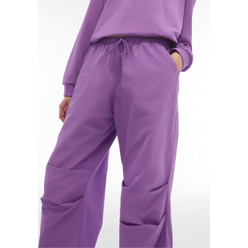 Pantalon parachute en popeline avec lacets ajustables aux chevilles