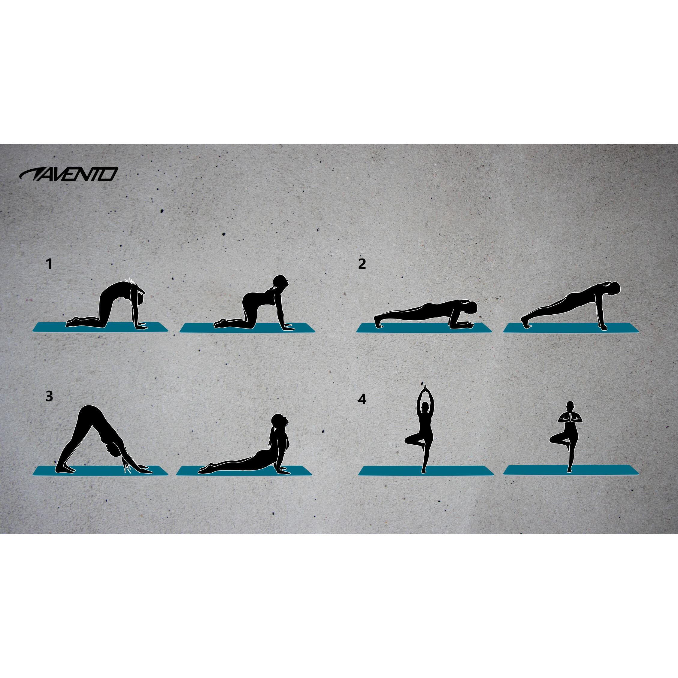 Avento Tapis de fitness en néoprène avec imprimé Bleu et gris 5/6