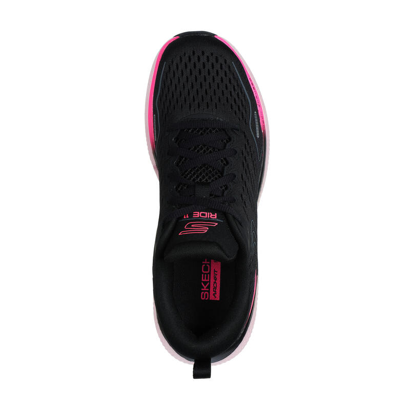 SKECHERS Dames GO RUN RIDE 11 Sportschoenen/loopschoenen Zwart / Zwart / Pink