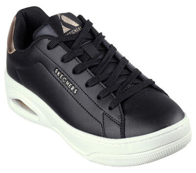 Skechers dames uno court courted air sneakers zwart / roze zwart / roze goud