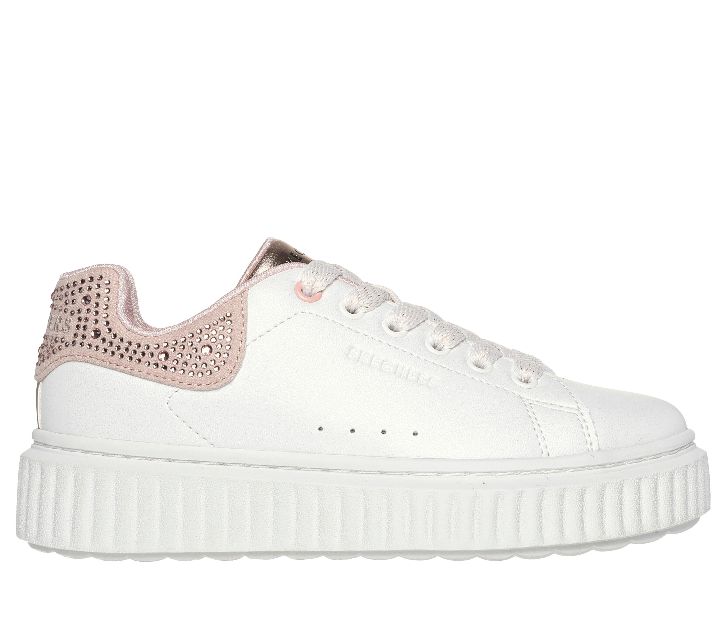 SKECHERS Enfants HI RIDGE Sneakers Blanc / Bleu Blanc / Rose 5/5