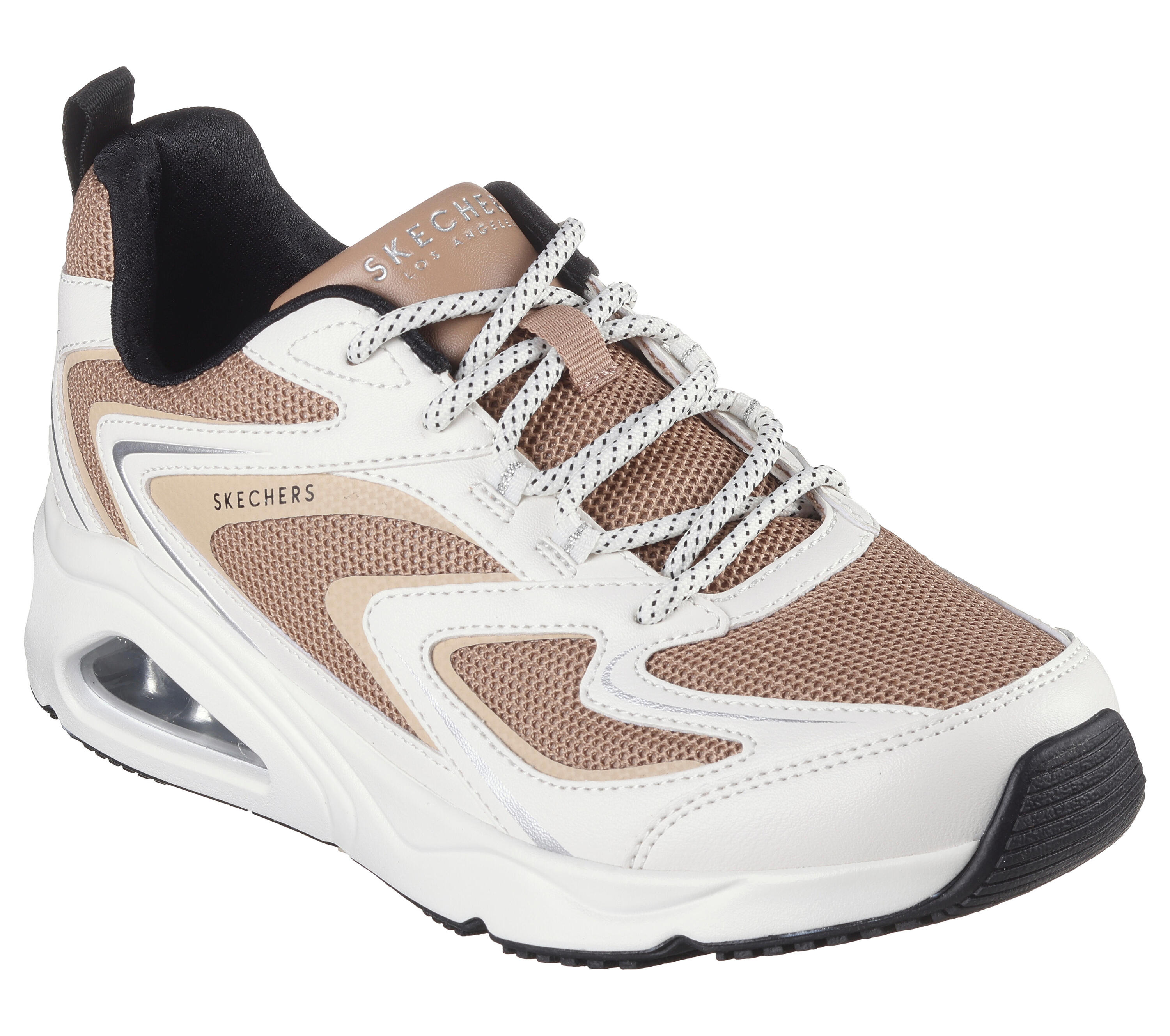 SKECHERS Women's TRES-AIR UNO STREET FL-AIR Sneakers White/Brown/Silver