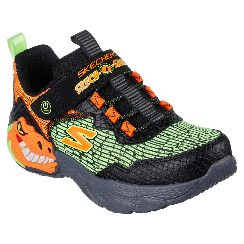 Kinder DINO-LIGHTS Sneakers Schwarz / Orange / Grün