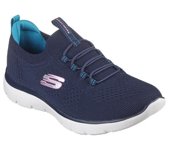 SKECHERS Dames SUMMITS TOP PLAYER Opschuiven Marineblauw / Turkoois /Pink