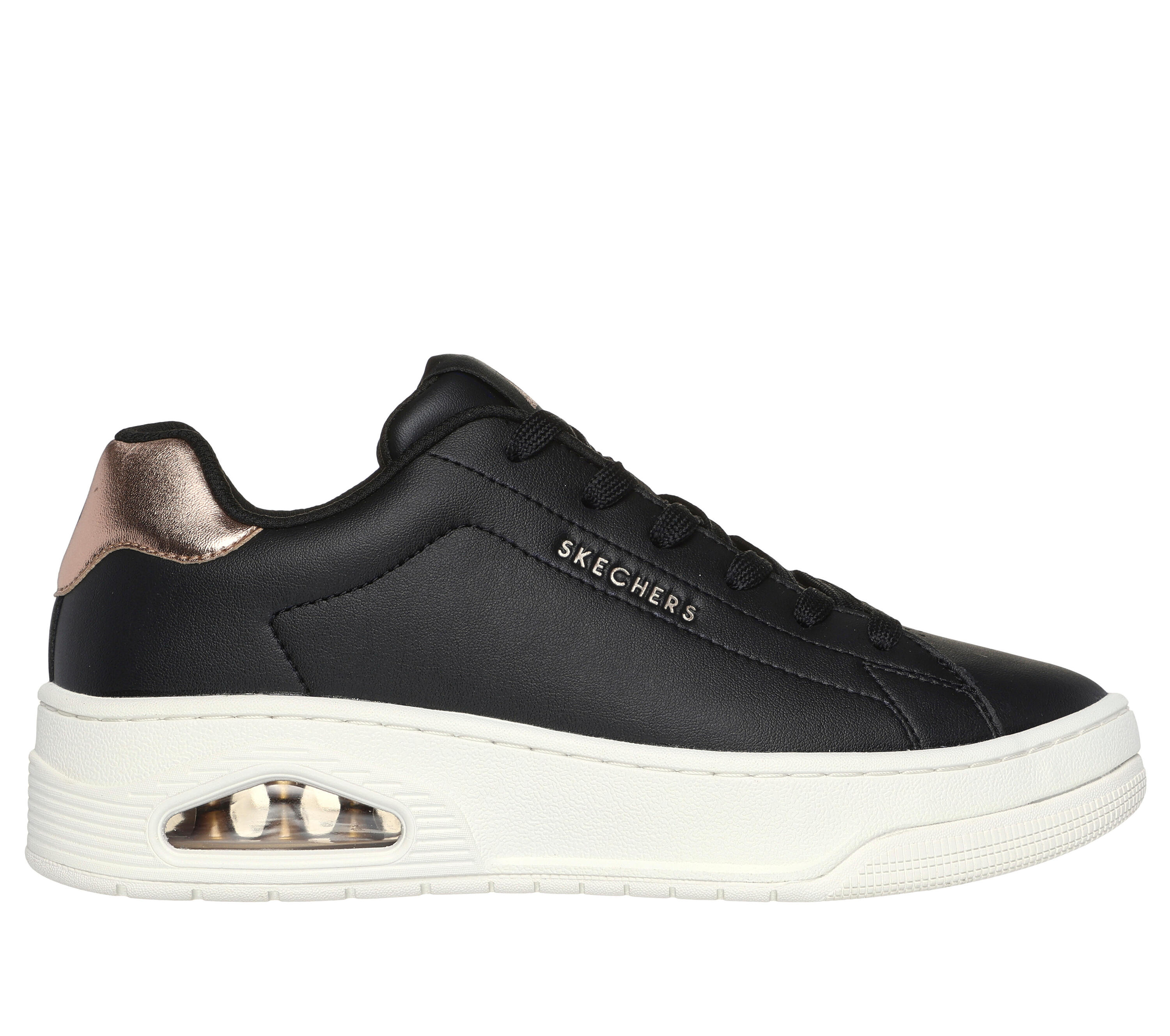 SKECHERS Femme UNO COURT COURTED AIR Sneakers Noir / Rose Noir / Rose or 5/5