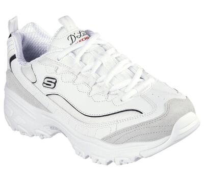 Skechers dames d'lites new heat sneakers wit / wit / zwart / rood