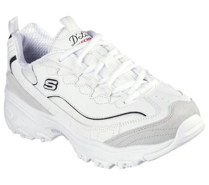SKECHERS Dames D'LITES NEW HEAT Sneakers Wit / Wit / Zwart / Rood