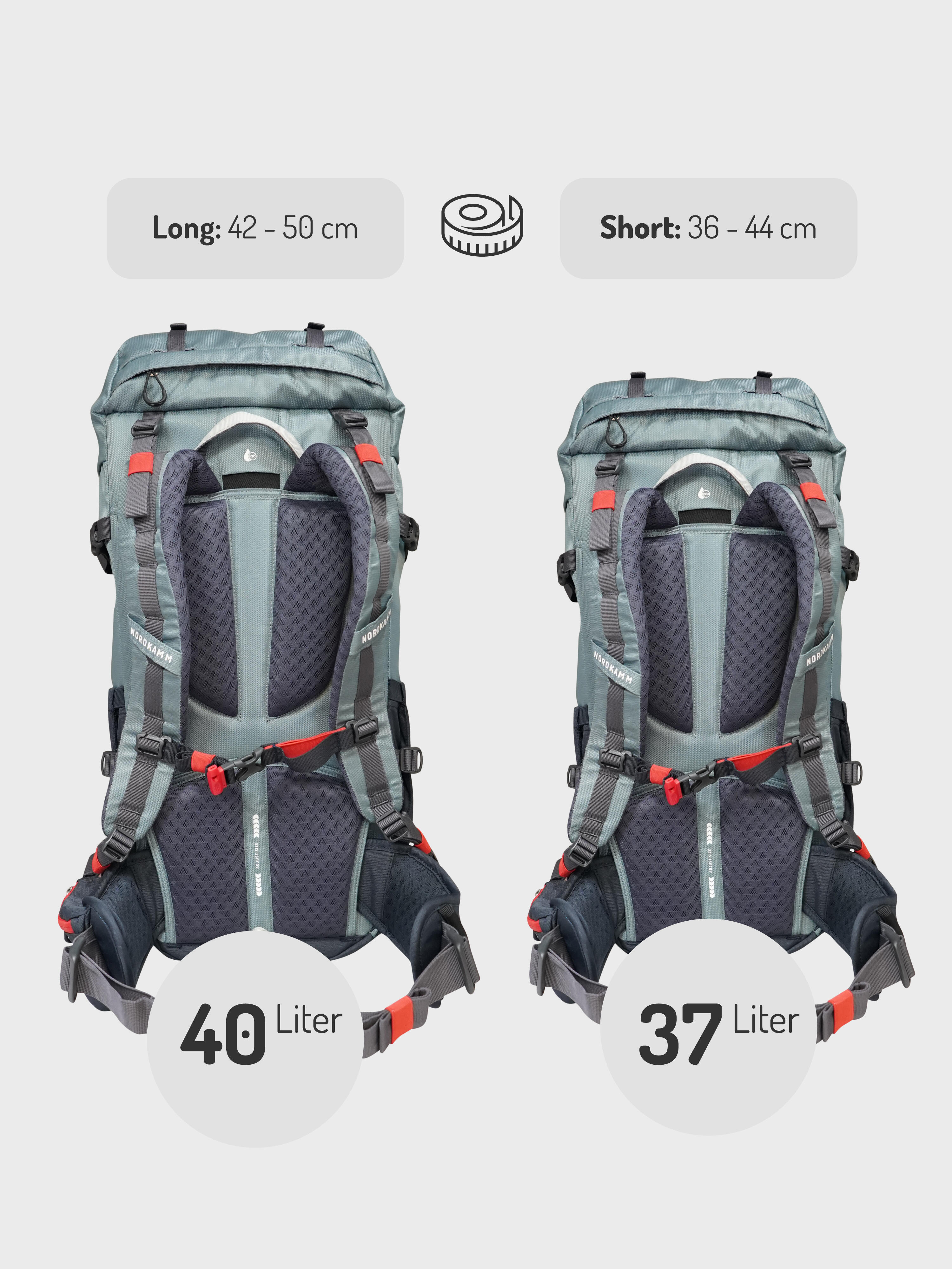 Sac à dos randonnée homme femme, trekking, long 40 litres ou court 37 litre vert 4/5