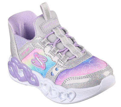 Skechers kinderen infinite heart lights eternal shimmer sneakers zilver
