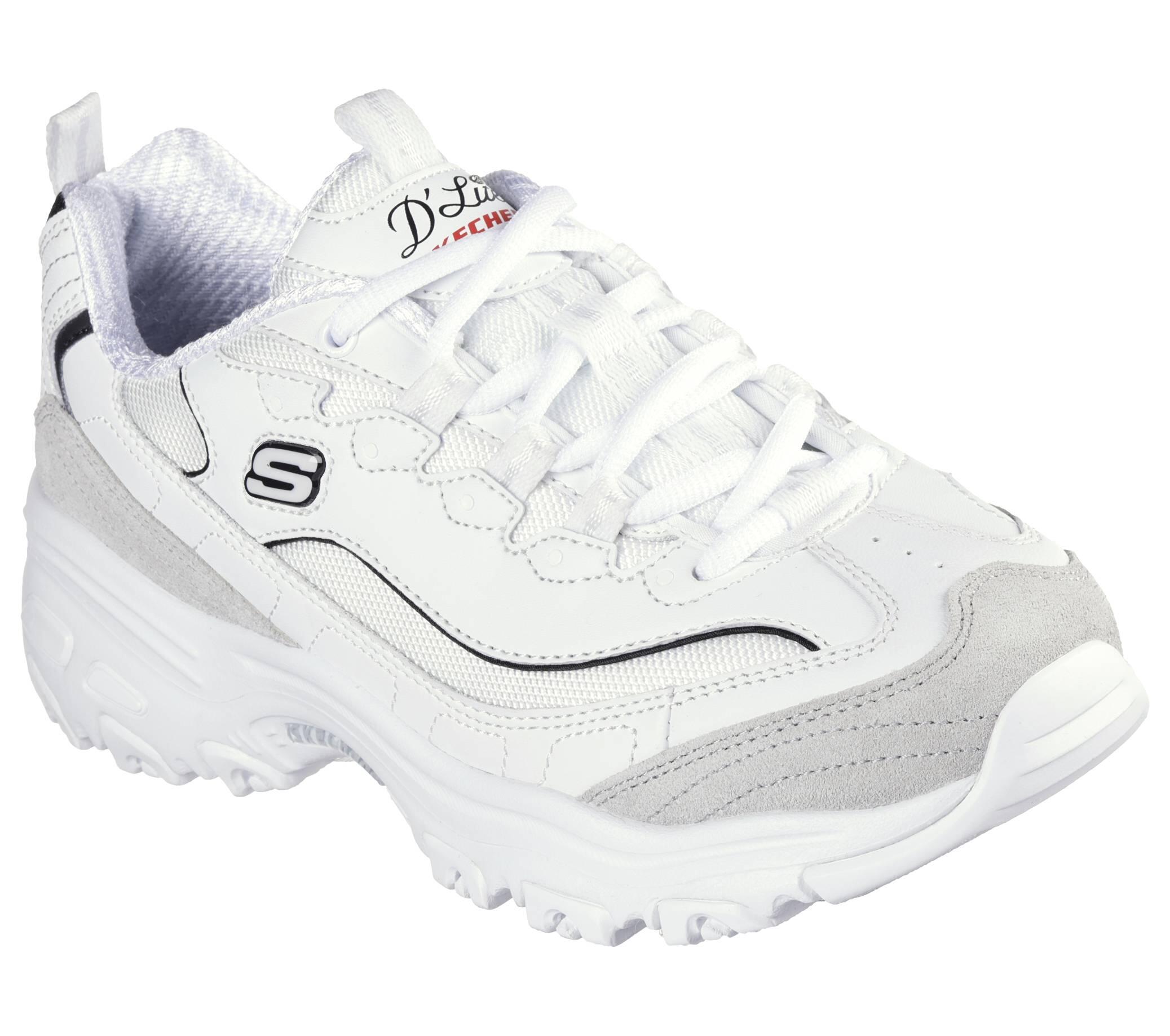 SKECHERS Donna D'LITES NEW HEAT Sneakers Bianco / Bianco / Nero / Rosso 1/5